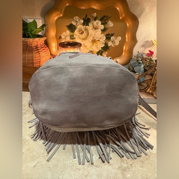 Michael Kors Gray Billy Fringe Crossbody Bag with Studded Detail - Picture 11 of 16